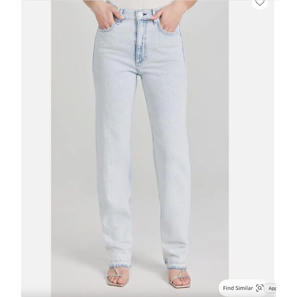 rag & bone Denim - Rag & Bone Harlow Mid Rise Straight Jeans Size 32 Light Wash Raw Hem Raquel
